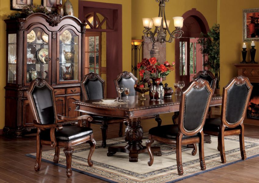 ACME Chateau De Ville Double Pedestal Dining Table in Cherry - AC-04075